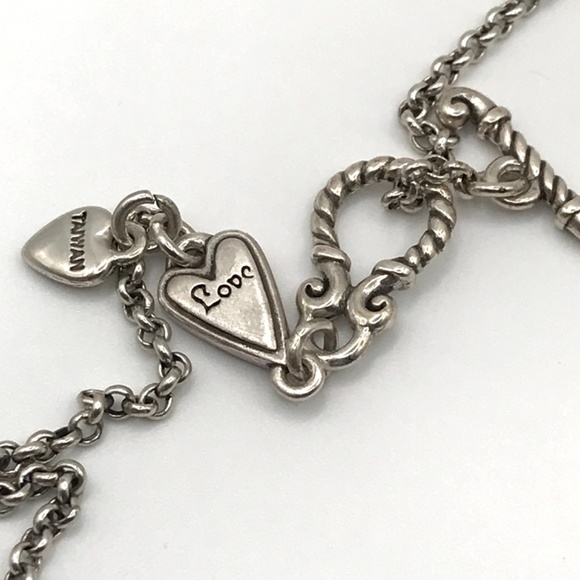 Brighton Pendant Necklace Vintage Italian Art Style Floral Hearts Reversible 18" - Picture 8 of 11